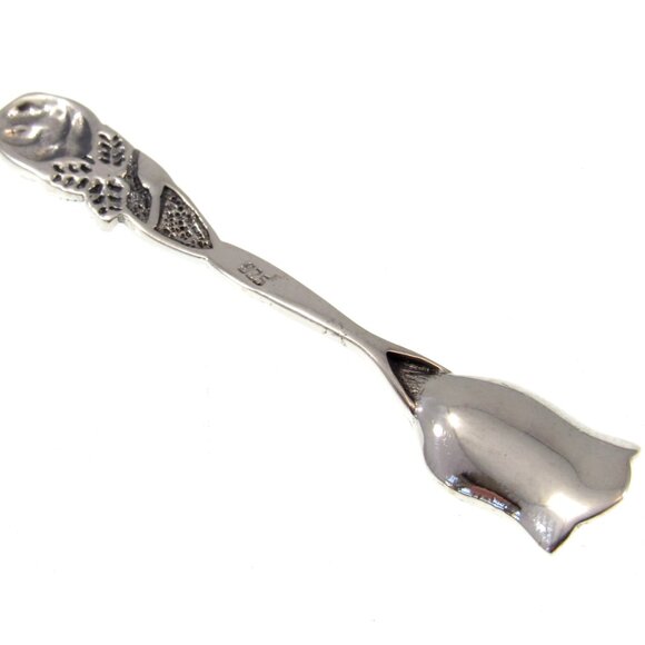 Solid 925 Sterling Silver Viking Rose Bush Salt Spoon Celtic Herb Server Shovel - Picture 6 of 9